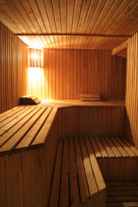 Inside view of a sauna