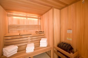 Inside view of a DIY sauna