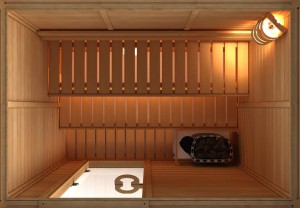 Inside a sauna, view from top
