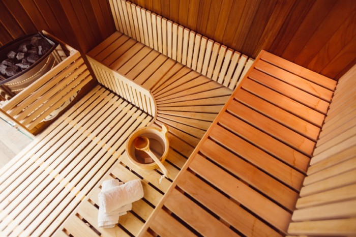 top down view inside a sauna