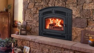 RSF Pearl wood burning zero clearance fireplace in stone