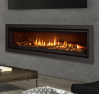 Enviro C60 Gas Fireplace- :Modern linear direct vent on gray wall