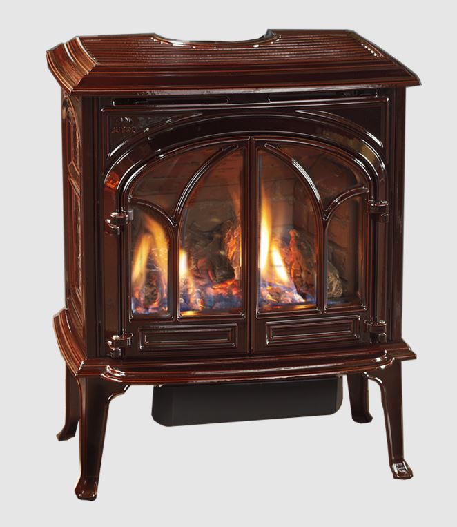 Harman XXV in Majolica Brown on stone hearth pad